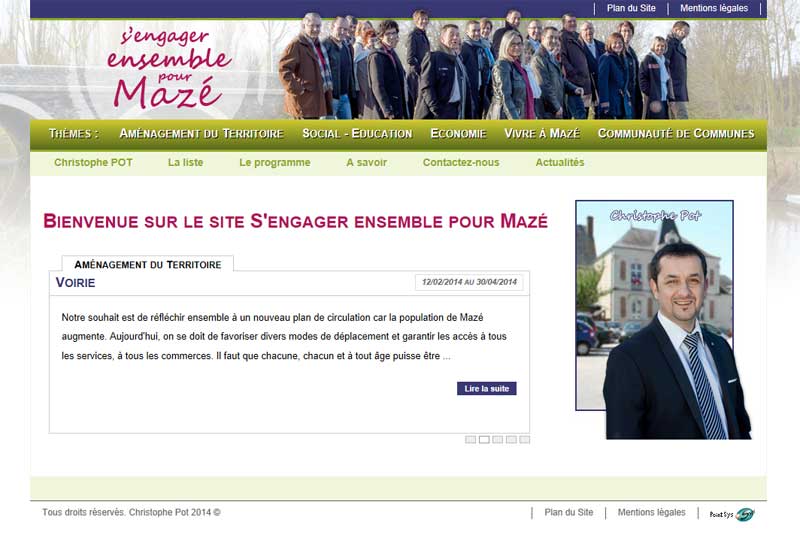 Le site de l'équipe de Christophe Pot pour les Municipales 2014